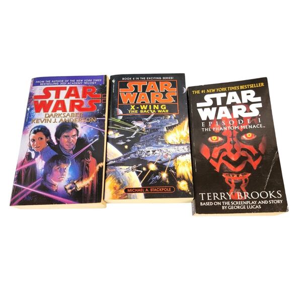 3 Star Wars PB Lot Bacta War X-Wing Book 4, Episode 1 Phantom Menace, DarkSaber - Picture 1 of 4